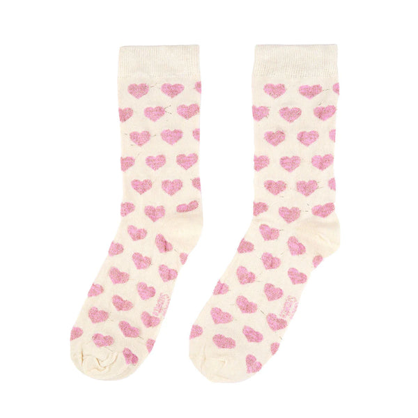 Chaussettes Coeur Rose à Paillettes