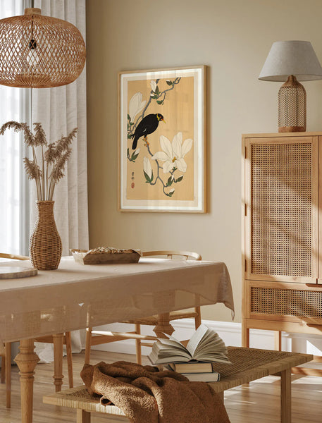 Affiche Myna Bird on Magnolia Branch