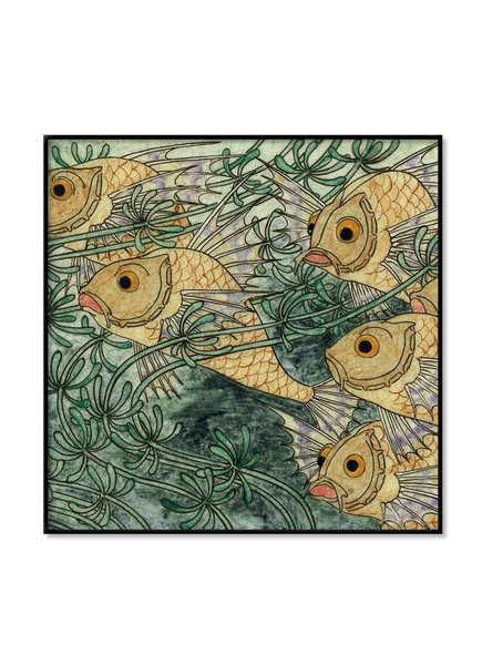 Affiche Green Tile with Fish II