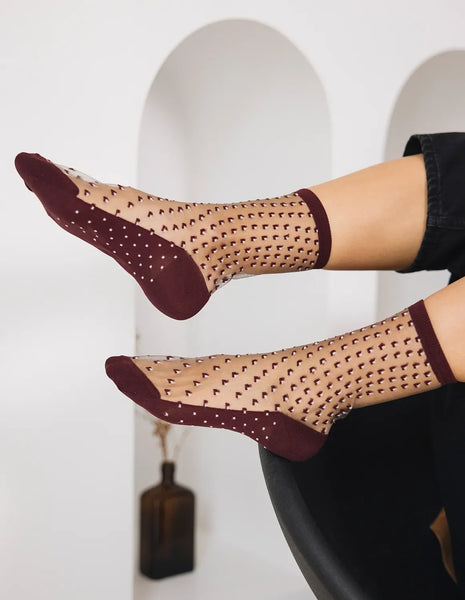 Chaussettes Crescent Dunes Bordeaux