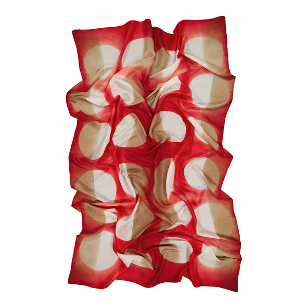 Grand Foulard Soie NOCTURNE - Red/Beige