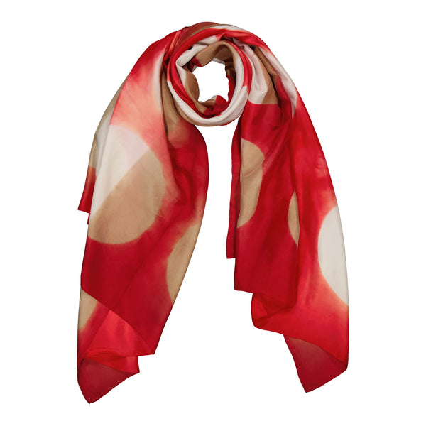 Grand Foulard Soie NOCTURNE - Red/Beige