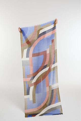 Echarpe de Laine Alchimie Bordeaux Bleu