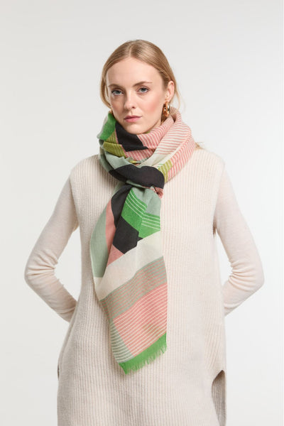 Echarpe de Laine Alchimie Vert Gris