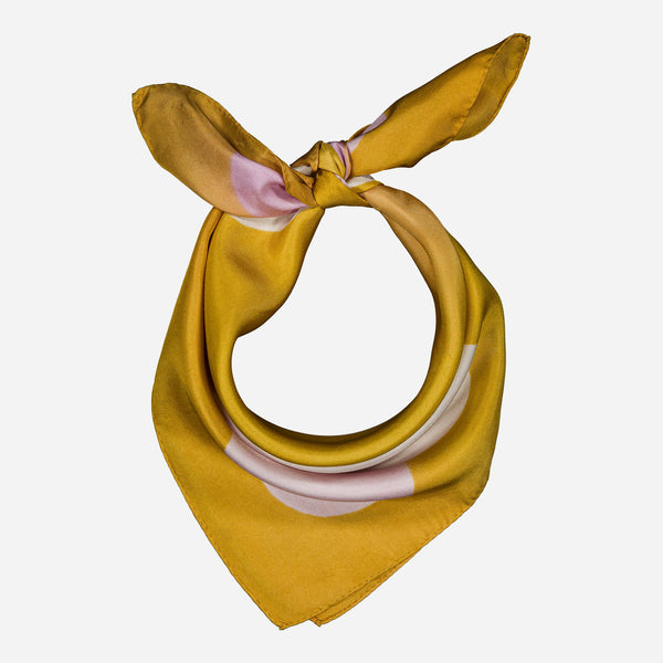 Carré Bandana Soie LOVE - Anis/Lilac