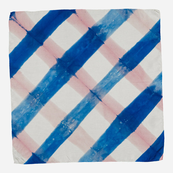 Carré Bandana Soie PIQUE-NIQUE - Blue/Pink