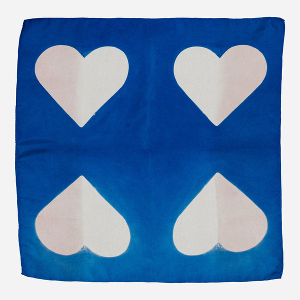 Carré Bandana Soie LOVE - Blue/Pink