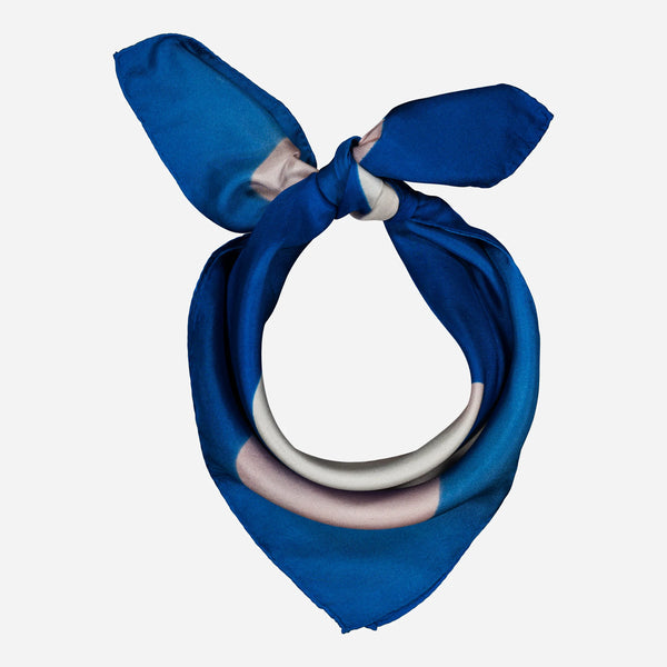 Carré Bandana Soie LOVE - Blue/Pink