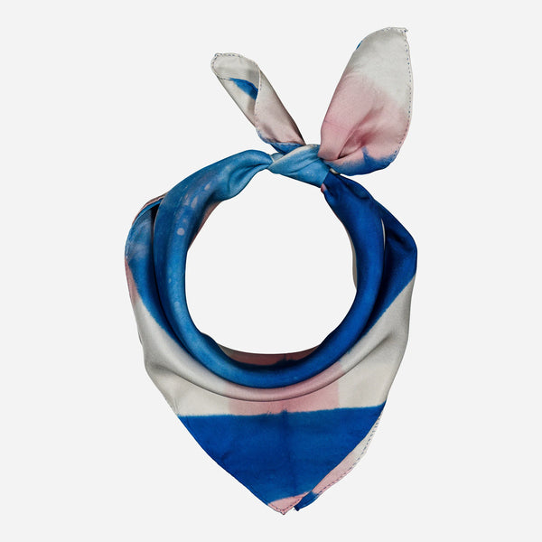 Carré Bandana Soie PIQUE-NIQUE - Blue/Pink