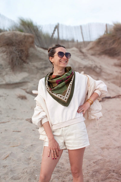 Grand Carré Coton Buda Kaki