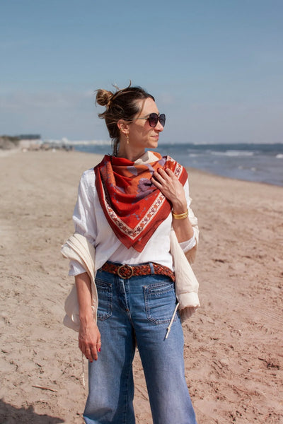 Grand Carré Coton Buda Rouge