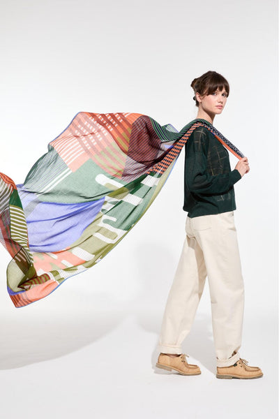 Foulard de Coton Cascade Bleu Vert