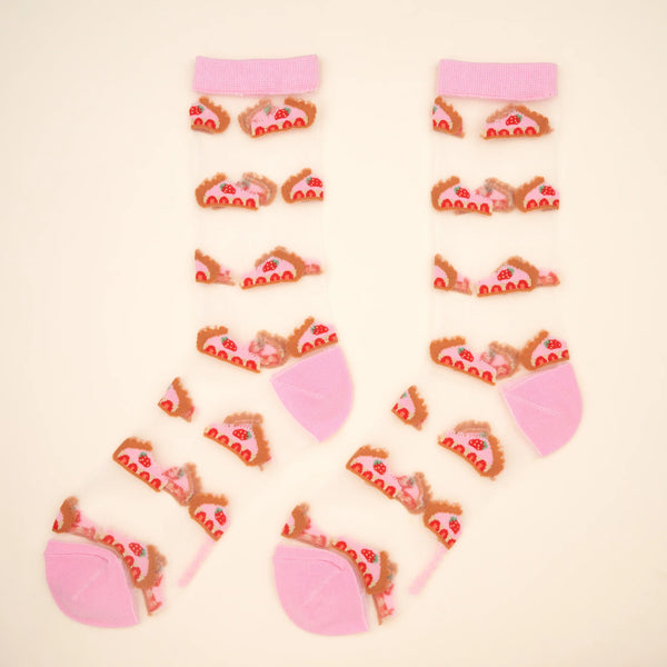 Chaussettes Transparentes Tarte aux Fraises