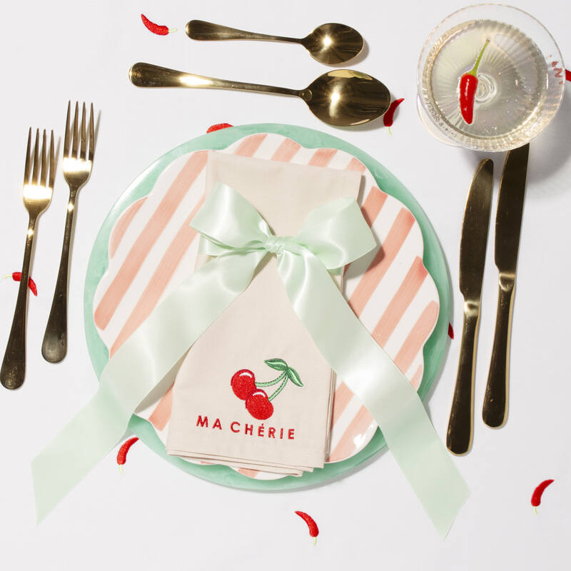 Serviettes en Coton Brodées Ma Chérie