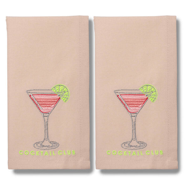 Serviettes en Coton Brodées Cocktail Club