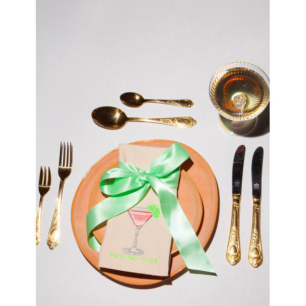 Serviettes en Coton Brodées Cocktail Club