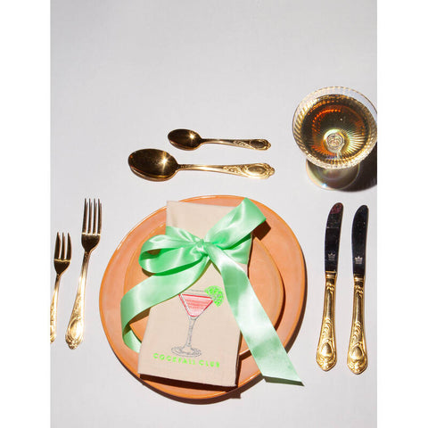 Serviettes en Coton Brodées Cocktail Club