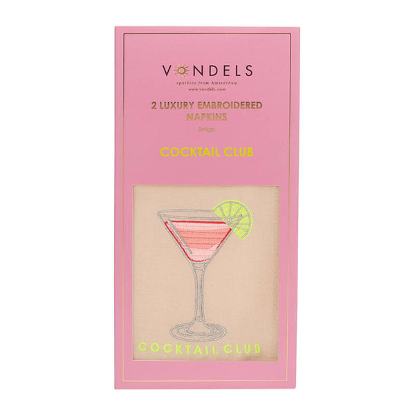Serviettes en Coton Brodées Cocktail Club