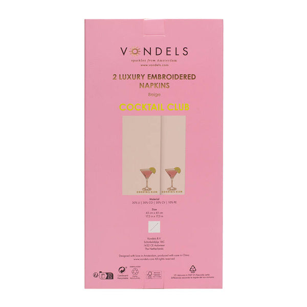 Serviettes en Coton Brodées Cocktail Club