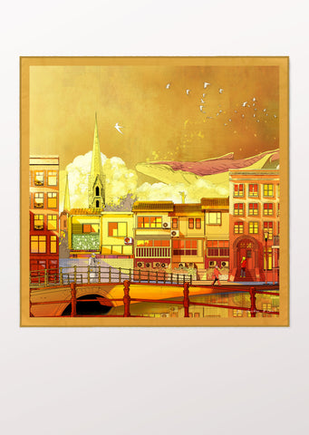 Carré de Soie Bandana - Dawn of the Cat Town