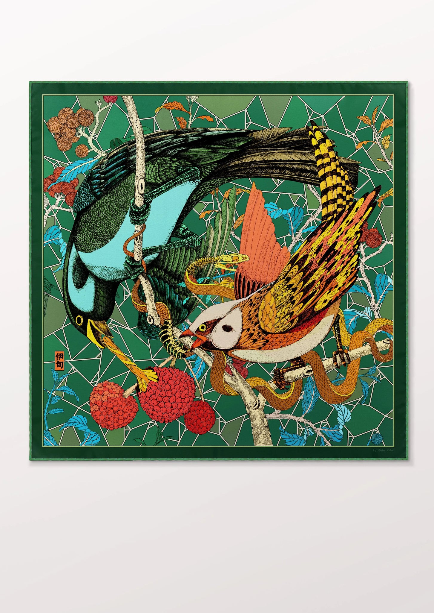 Carré de Soie - Eden Bird Green