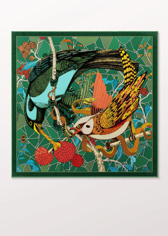 Carré de Soie - Eden Bird Green