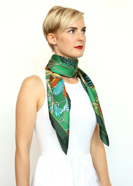 Carré de Soie - Eden Bird Green