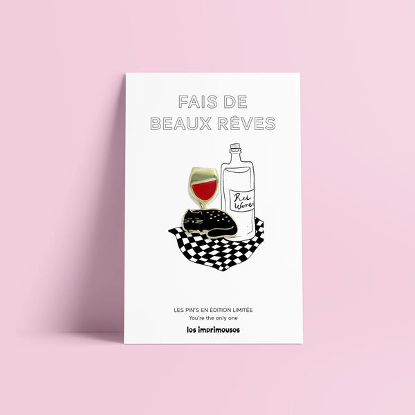 Pin's Chat Noir et Verre de Vin