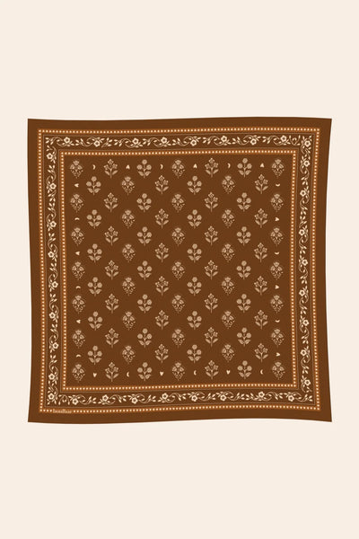 Petit Foulard Coton Fleurs Indiennes Safran