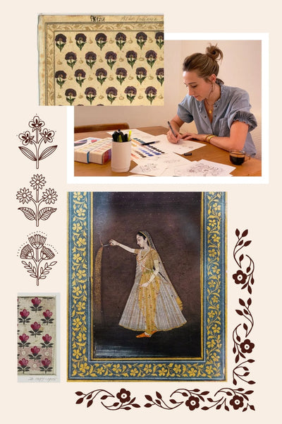 Grand Carré Coton Fleurs Indiennes Bleu