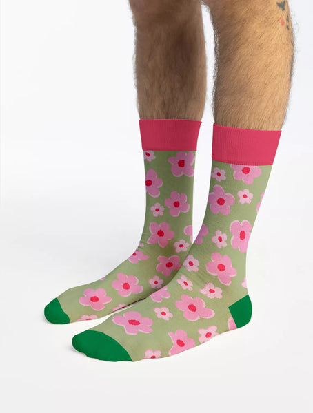 Chaussettes Fleurs Vertes