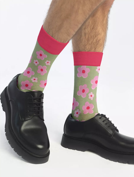 Chaussettes Fleurs Vertes