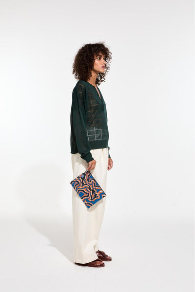 Pochette Goa Agate Gris Bleu