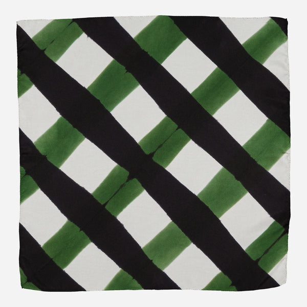 Carré Bandana Soie PIQUE-NIQUE - Green/Black