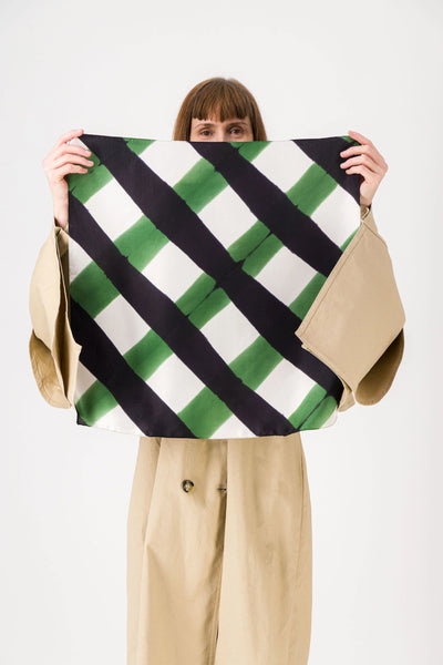 Carré Bandana Soie PIQUE-NIQUE - Green/Black