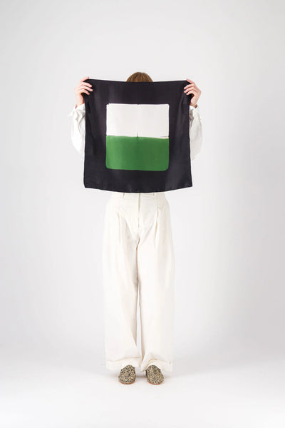 Carré Bandana Soie CONTRASTE - Green/Black