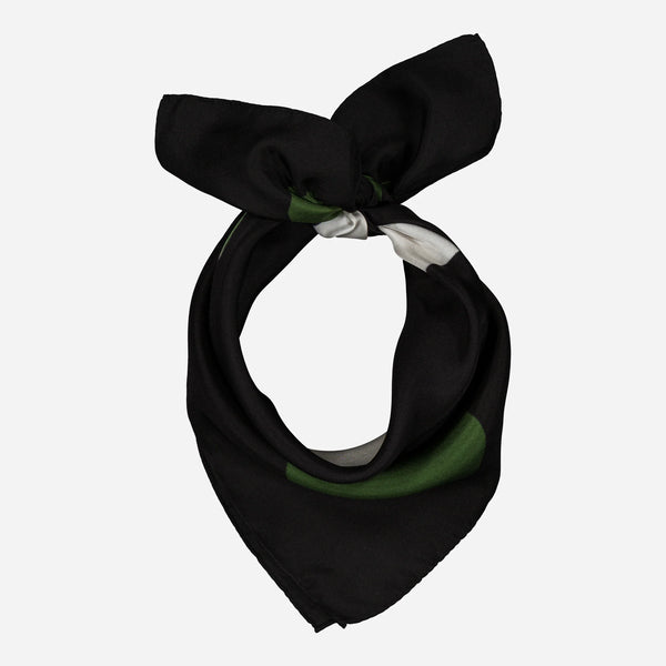 Carré Bandana Soie LOVE - Green/Black
