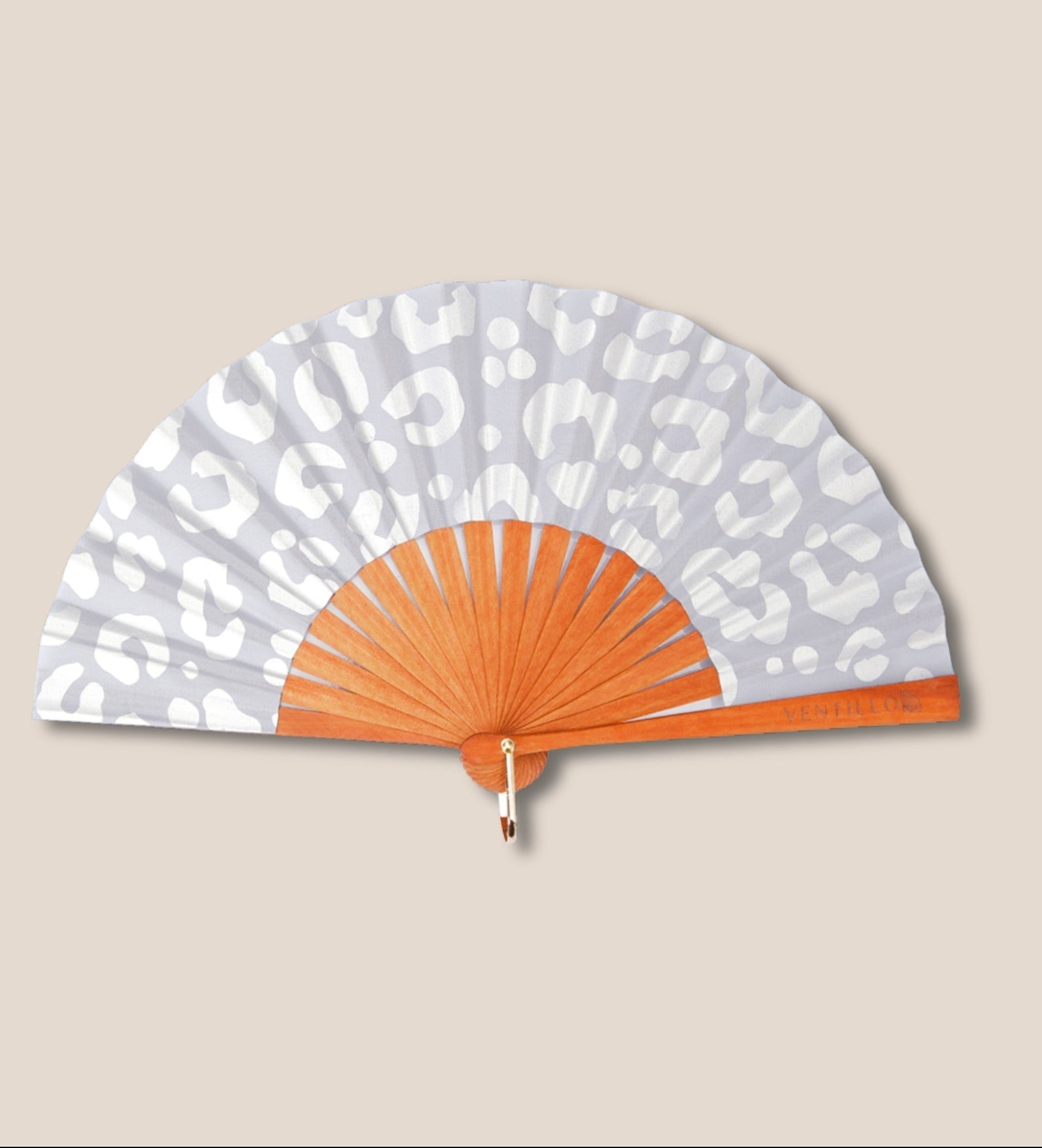 Mini Eventail Léopard Argent Gris