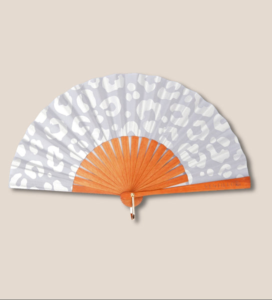 Mini Eventail Léopard Argent Gris