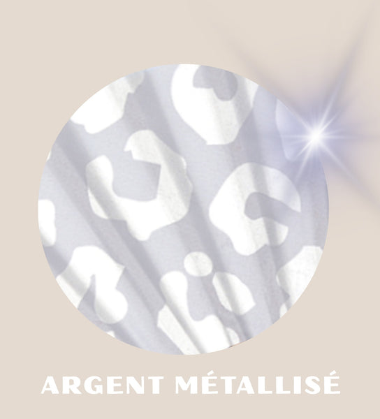 Mini Eventail Léopard Argent Gris