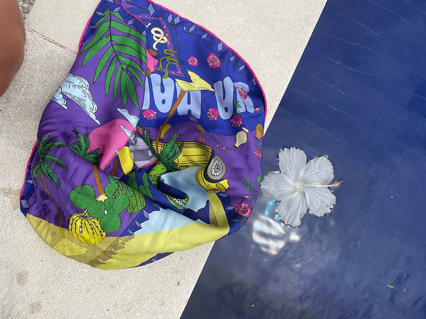 Carré de soie Bandana Jardin Bleu