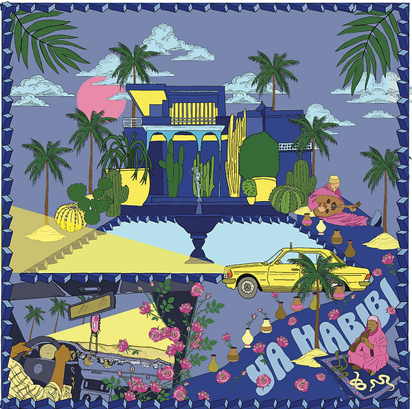 Carré de soie Bandana Jardin Bleu