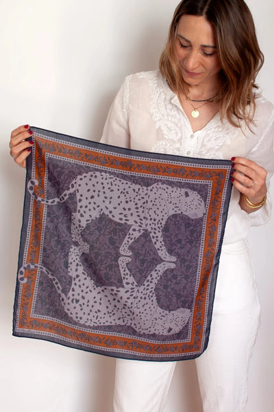 Petit Foulard Coton Keya Bleu