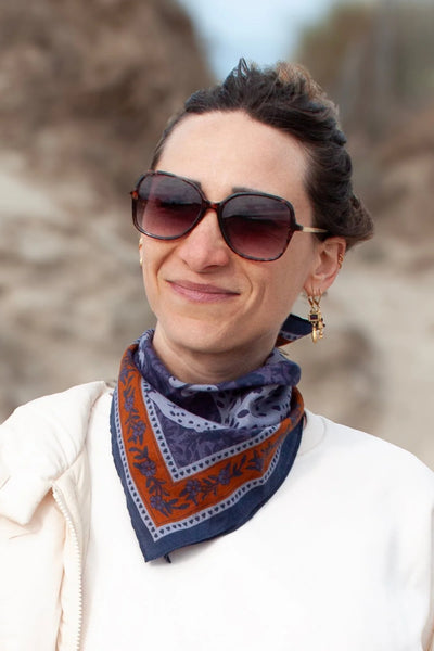 Petit Foulard Coton Keya Bleu