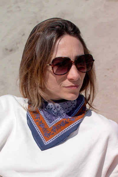 Petit Foulard Coton Keya Bleu