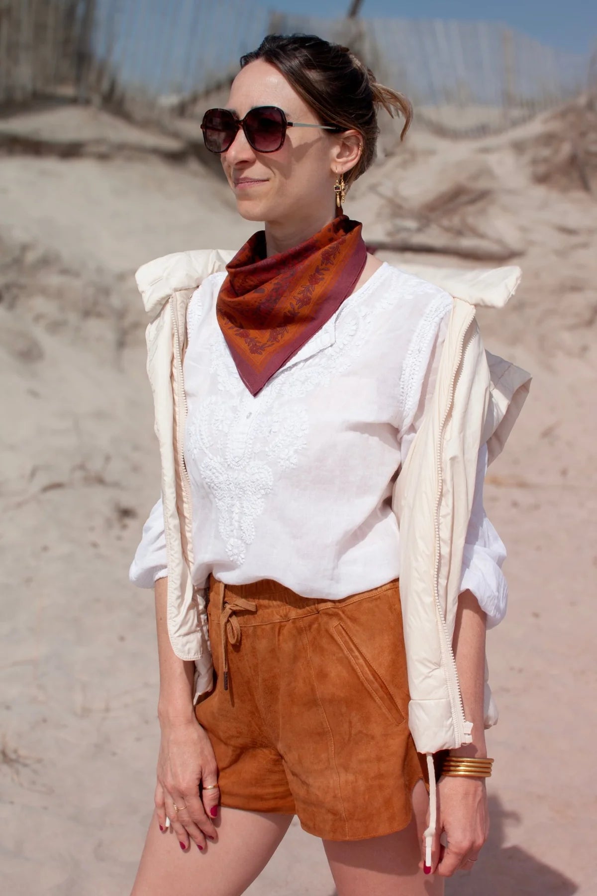 Petit Foulard Coton Keya Caramel