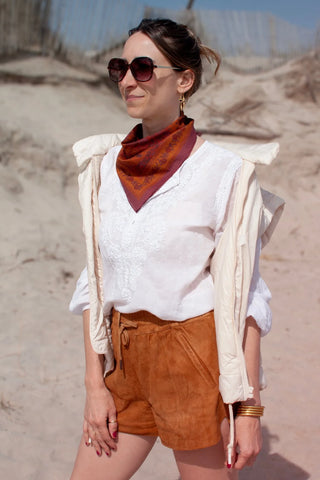 Petit Foulard Coton Keya Caramel