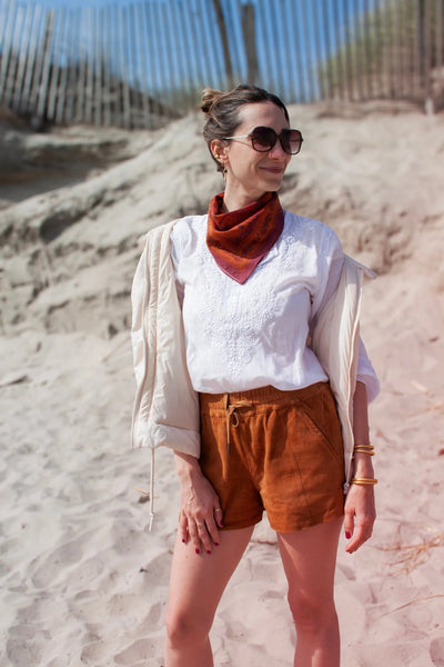 Petit Foulard Coton Keya Caramel