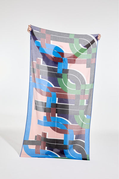 Foulard de Coton Le Bal Bleu Vert