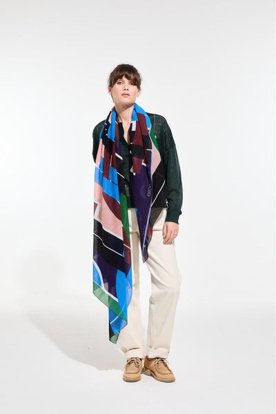 Foulard de Coton Le Bal Bleu Vert